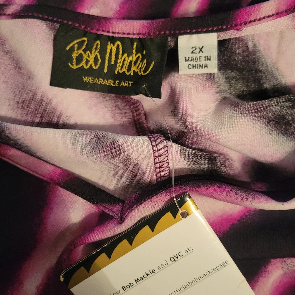NWT Bob Mackie Wearable Art Pink/ Black Animal Print Sleeveless Dress, Size 2X - Picture 8 of 9